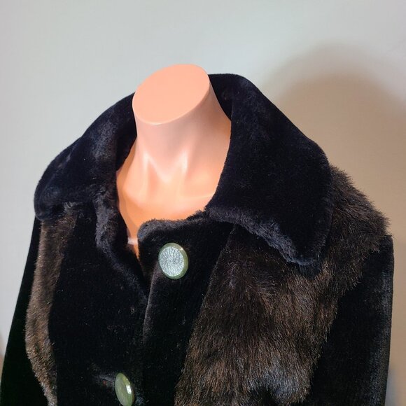 VINTAGE Coat Womens Black Genuine Fur Penney Lane 60s Size Medium - Picture 14 of 14